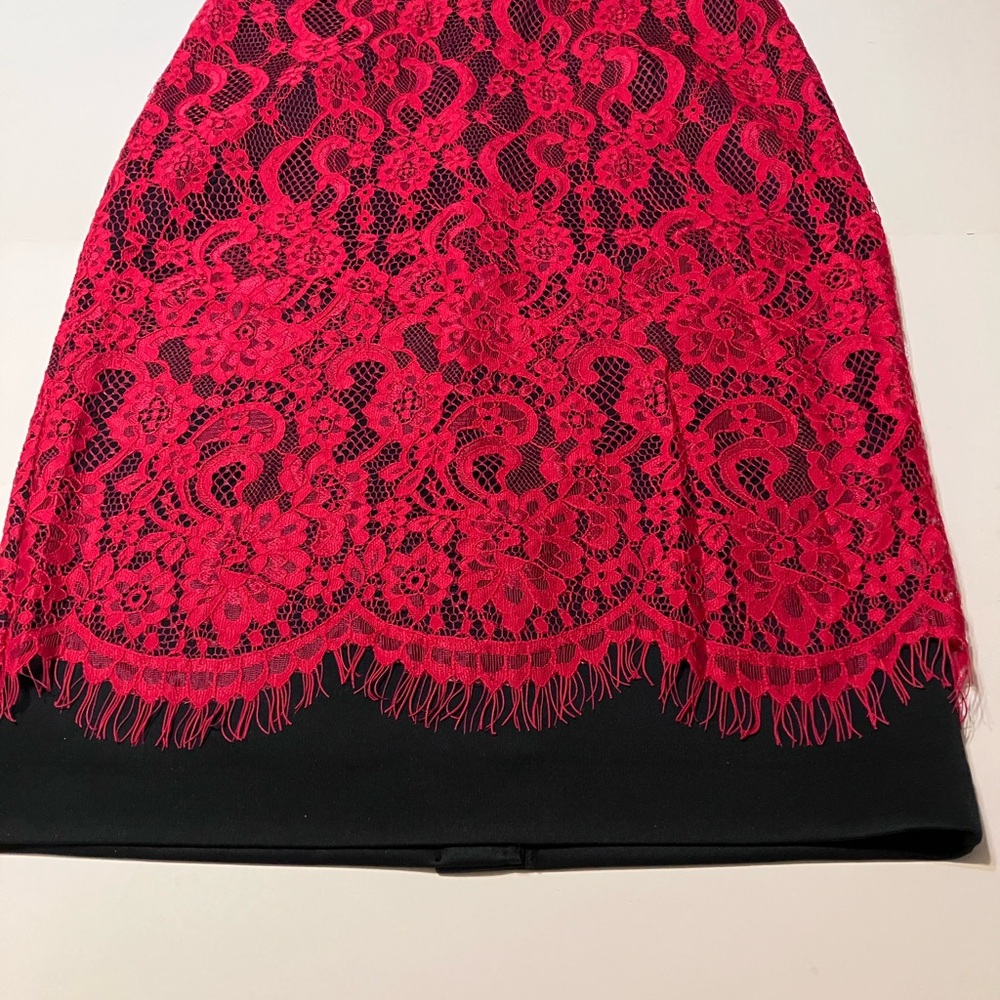 New York & Company Black Skirt with red overlay lace.